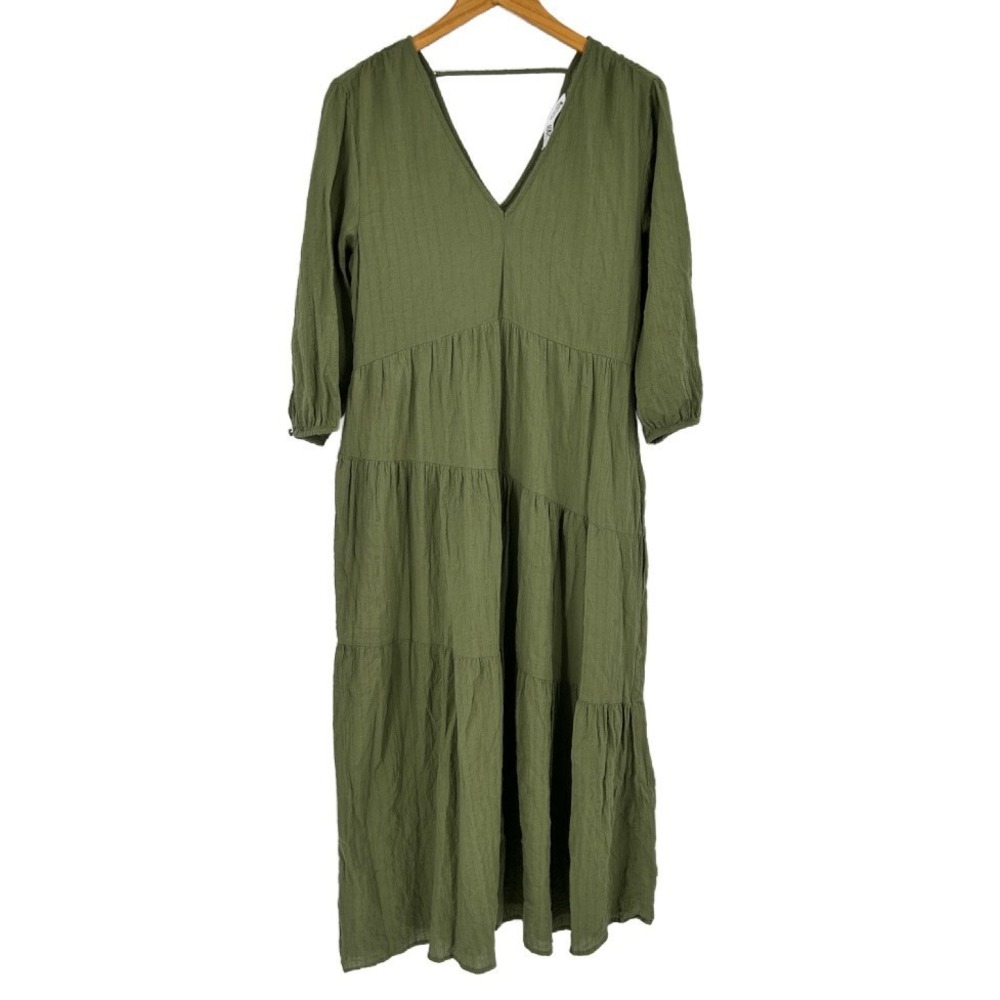 Tiered Country Cottage Midi Dress Small Lagenlook Granola Earthy Boho Flowy